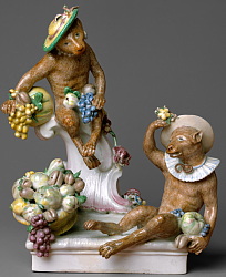 Antique Russian Gardner porcelain figural group of Monkeys 1770-1780