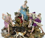 Large Meissen figurl group Hunt A66