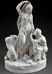 Parian Wedgwood figural group Isaak and Rebekah modeled by Beattie