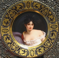 Royal Vienna porcelain plate with a portrait of Recamier. Signed Wagner