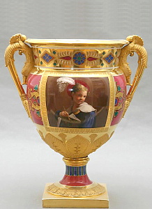 Russian Imperial Porcelain Factory vase with portrait of a boy. Period of Nicholas I.