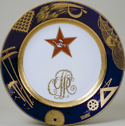 Soviet porcelain propaganda plate by Adamovich 