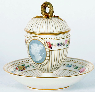 Meissen pate-sur-pate cup and saucer