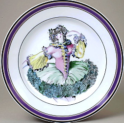 Russian Soviet porcelain plate Columbine by Chekhonin