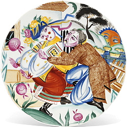 Soviet plate of Ukranian couple by Vengerovskaya