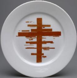 Russian Soviet porcelain plate by Suetin - Red Cross