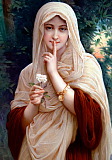 KPM plaque depicting a Middle Eastern young woman with the rose