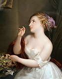 KPM plaque Girl with bird cage