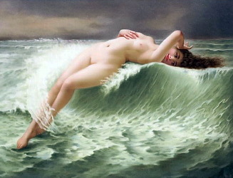 KPM plaque The Wave (La Vague) after Seignac. Signed Wagner