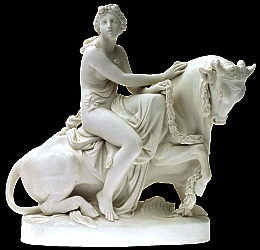 Minton Parian figural group of Europa and The Bull by Klagman