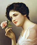 KPM plaque. Portrait of a Woman with the rose