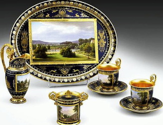 Sevres Topographical Cabaret Service with Landscapes