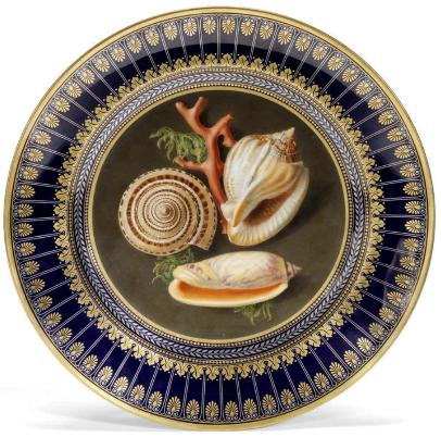 Sevres porcelaine plate assiette with shells from Service des Productions de la nature